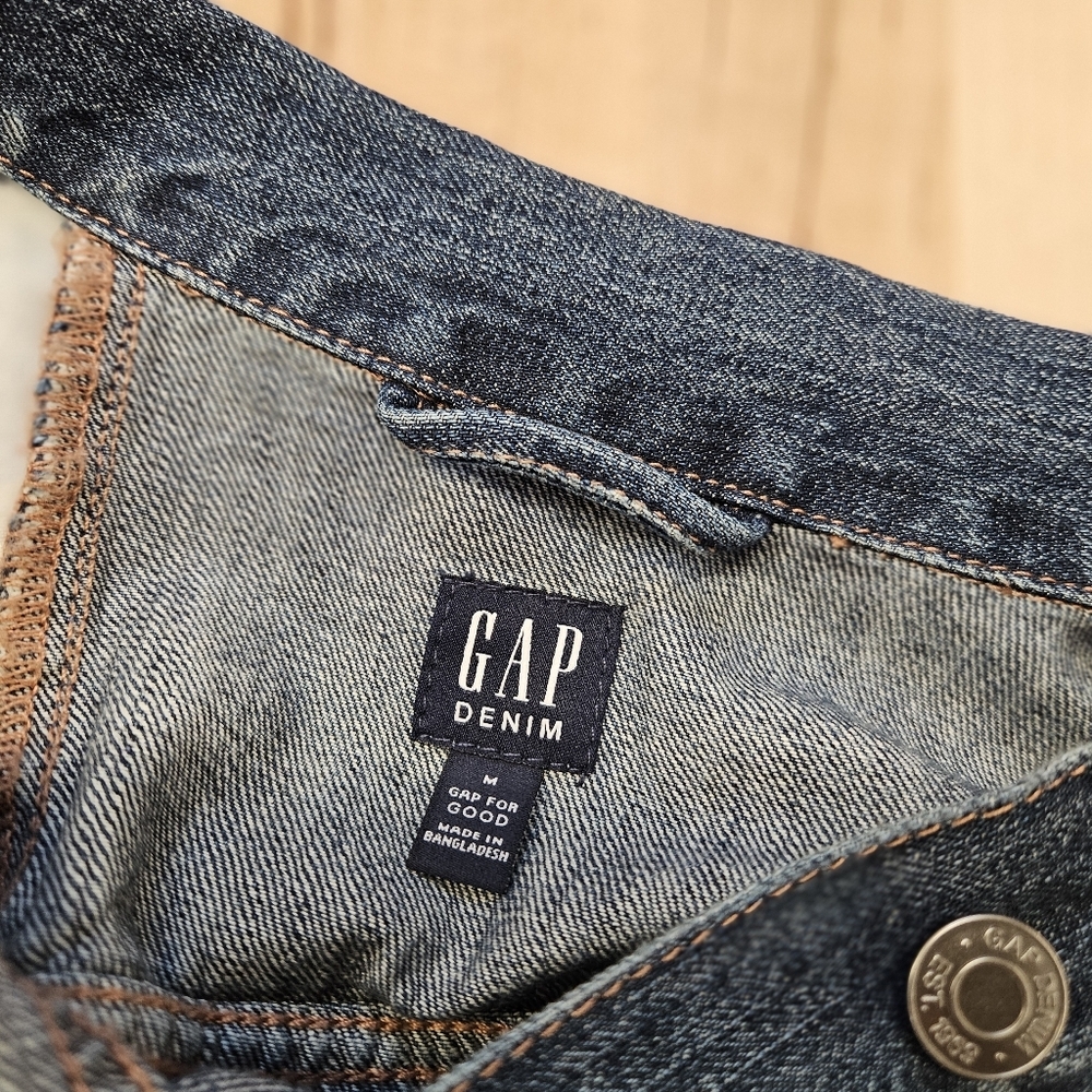 Gap Denim Camouflage Camo Patchwork Jean Jacket Medium - Picture 4 of 8